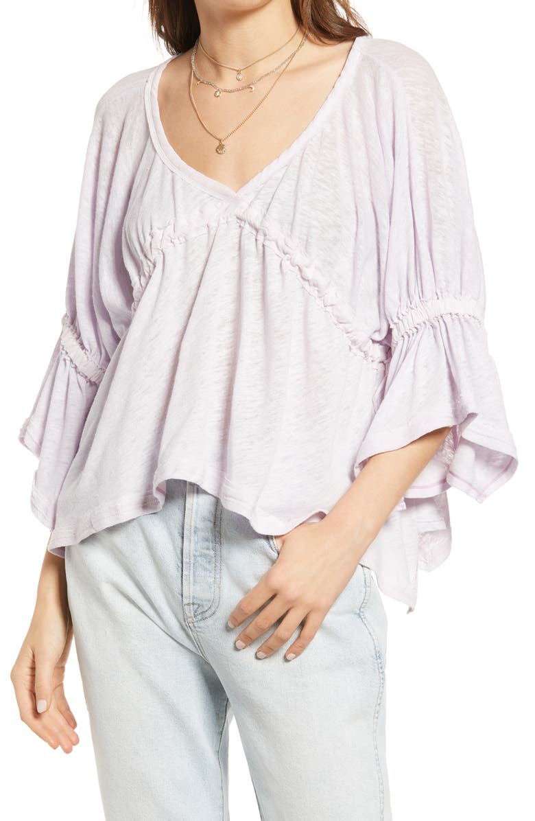 Free People Ruffle Linen Blend Top, Alternate, color, 