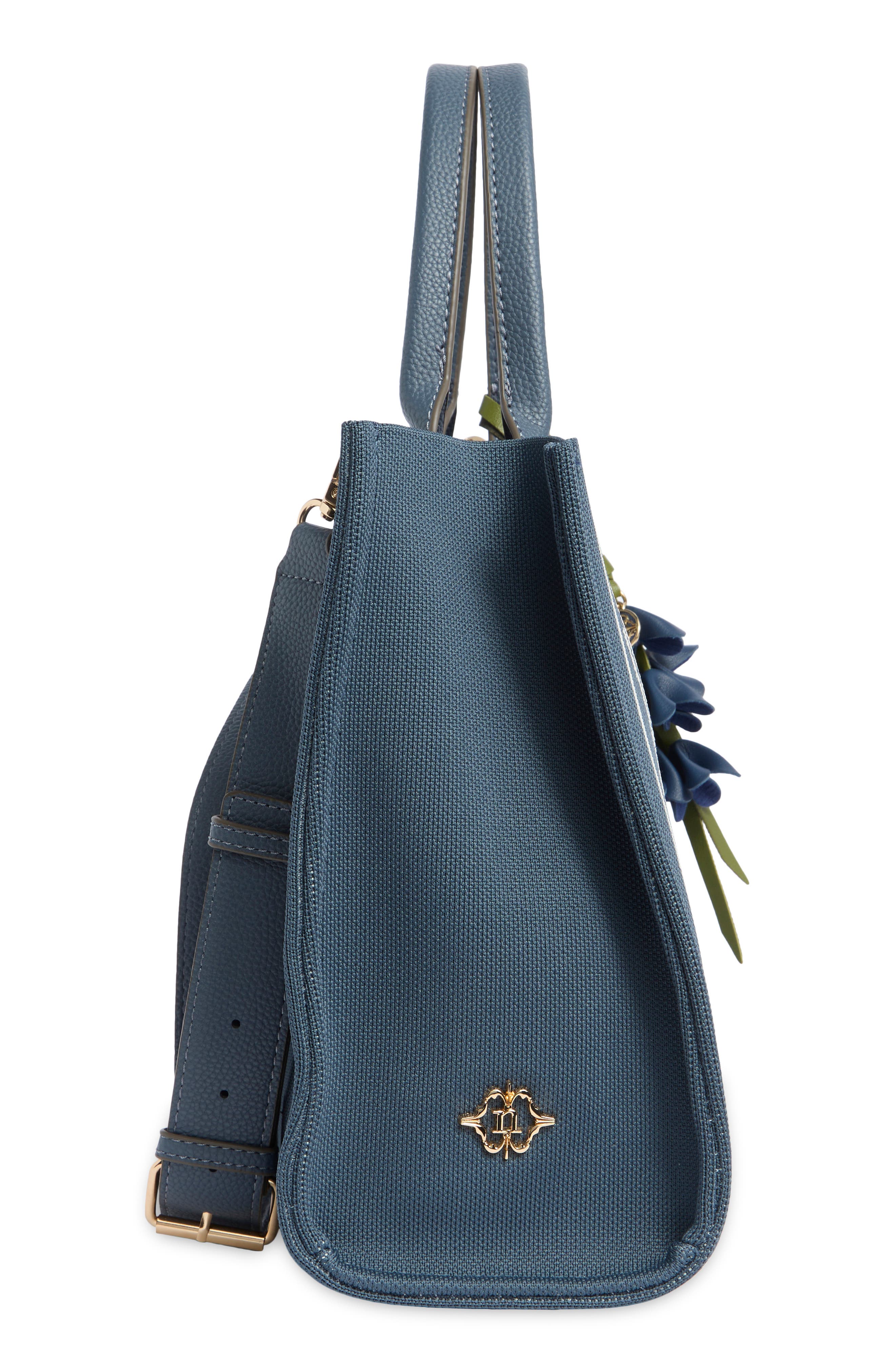 Floral Knit Square Satchel, Alternate, color, DENIM FLORAL KNIT