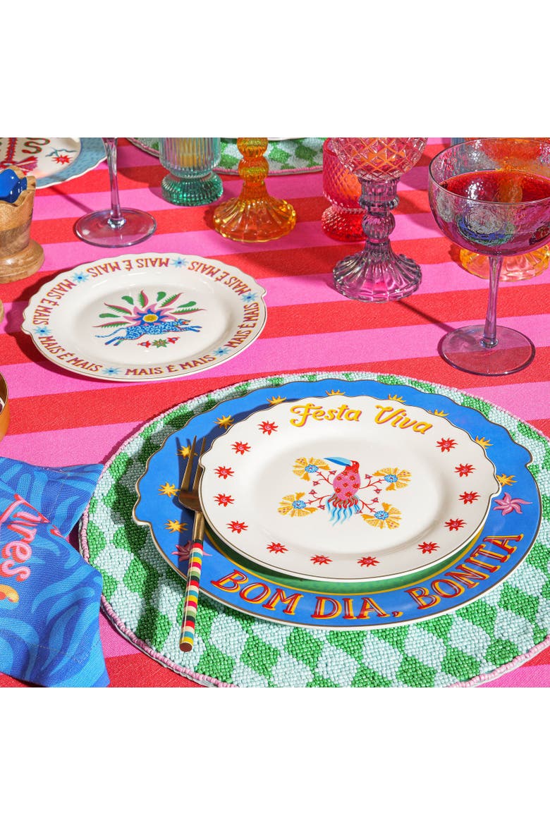 Porcelain Festa Viva Cake Plate 2 Pcs Set, Alternate, color, White