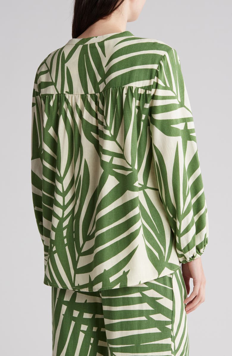 Gemma + Jane Palm Print Long Sleeve Top, Alternate, color, Cream/ Green