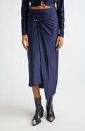 Rabanne Pierced Asymmetric Jersey Midi Skirt