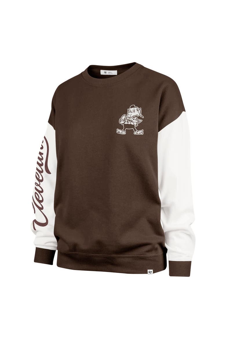 Women's '47  Brown Cleveland Browns Double Header Rise Andie Pullover Sweatshirt, Alternate, color, Brown