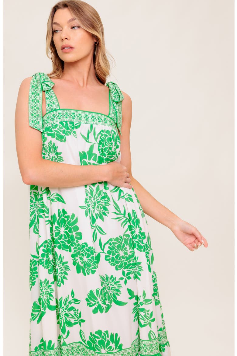 Floral Tie Shoulder Maxi Dress, Alternate, color, IVORY GREEN