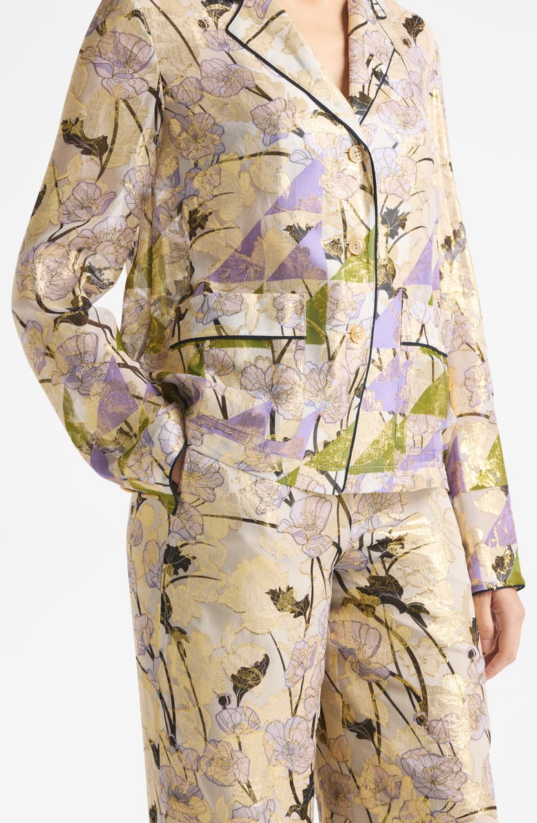 St. John Collection Geo Frieze Metallic Jacquard Top, Alternate, color, 