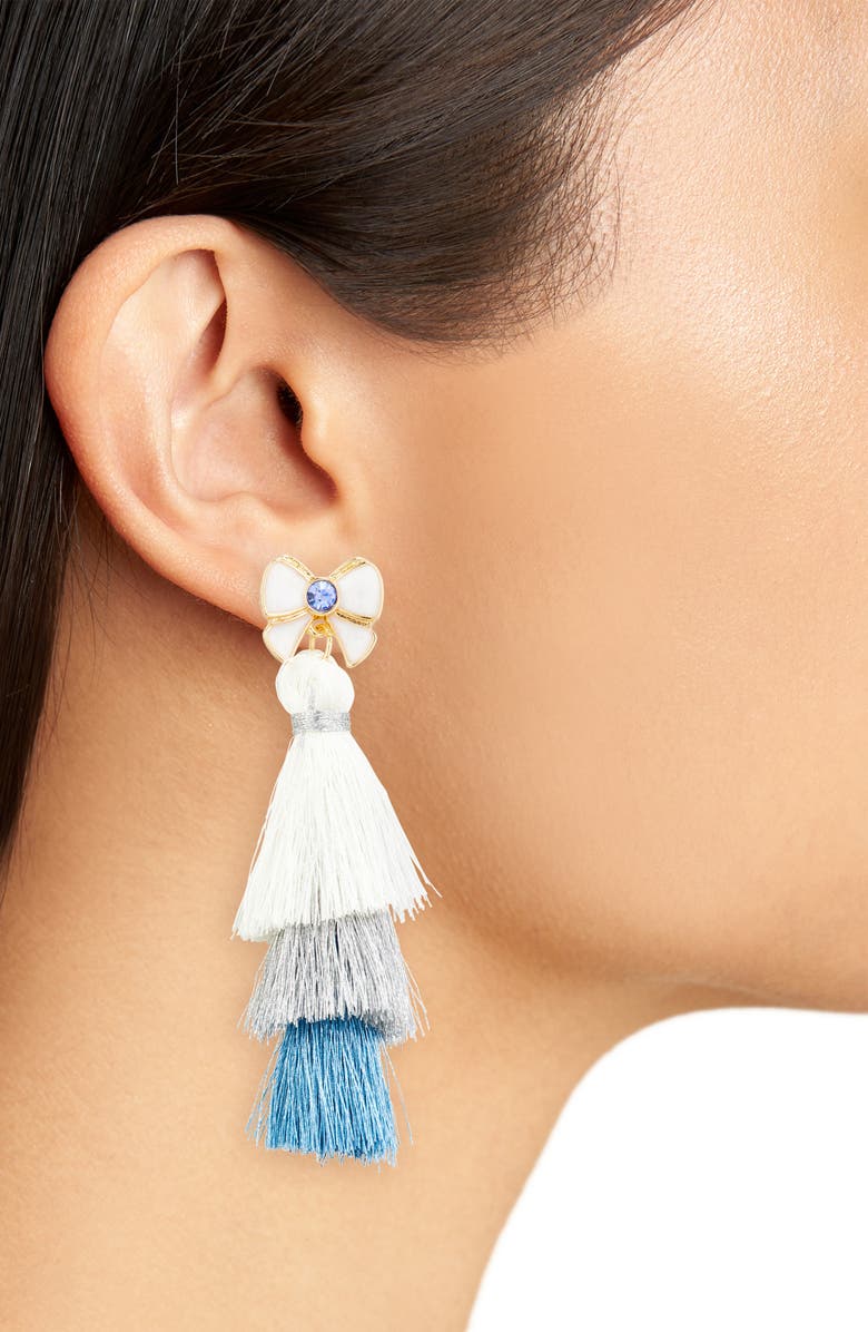 Leith Tassel Linear Earrings, Alternate, color, Blue Multi- Gold