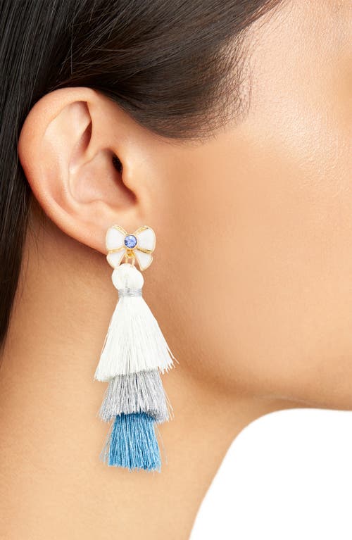 Leith Tassel Linear Earrings In White