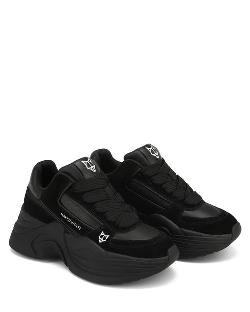 Naked Wolfe Temple Leather/suede Sneaker In Black
