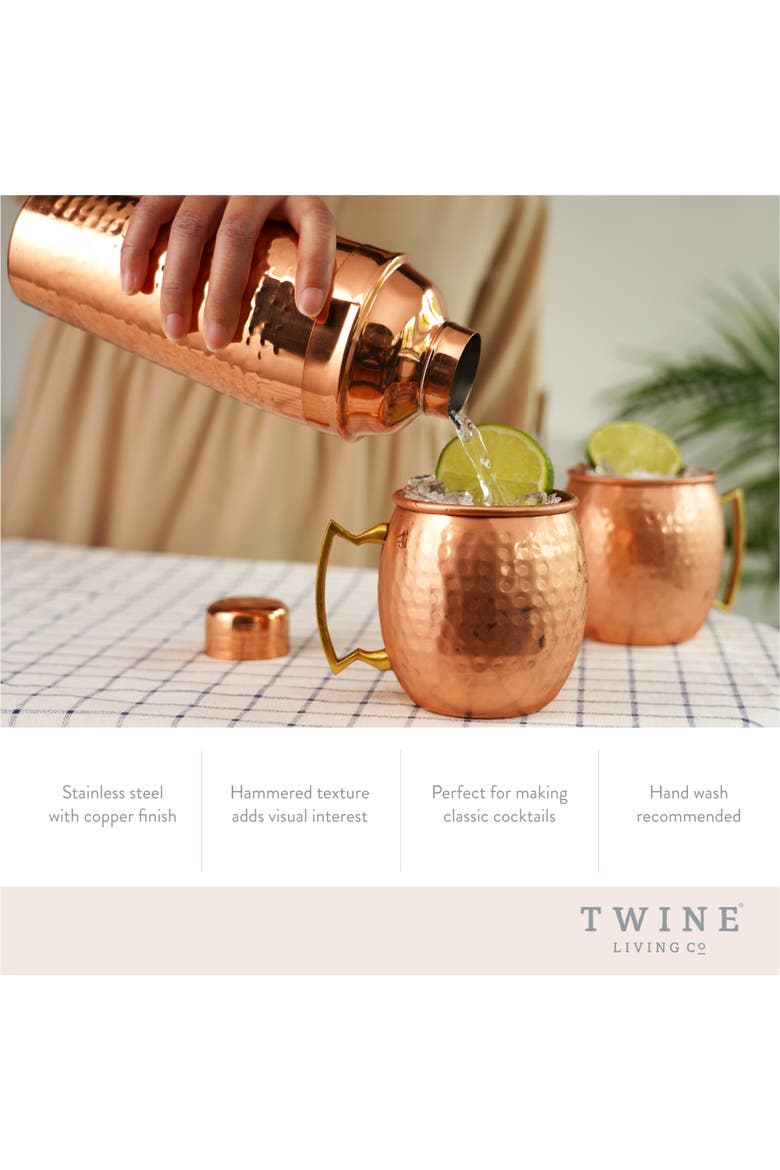 Hammered Mule Mug and Cocktial Shaker in Copper Set of 3, Alternate, color, Copper