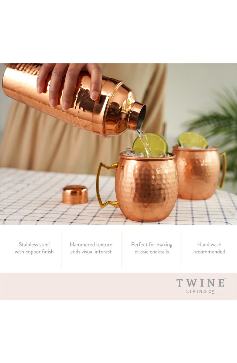 TWINE Hammered Mule Mug and Cocktial Shaker in Copper Set of 3, Alternate, color, Copper