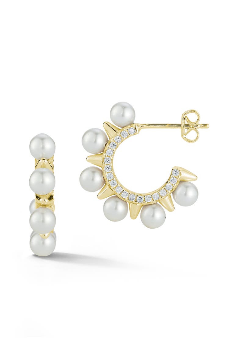 Cultured Freshwater Pearl Hoop Earrings, Alternate, color, GOLD