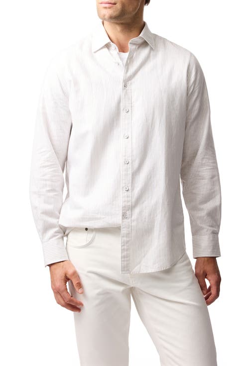 Batista Hill Stripe Linen & Cotton Button-Up Shirt