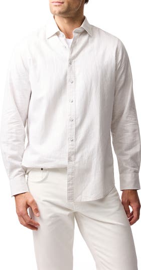 Batista Hill Stripe Linen & Cotton Button-Up Shirt