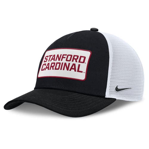 Nike Men's Black/white Stanford Cardinal 2025 On-field Rise Patch Trucker Adjustable Hat In Black