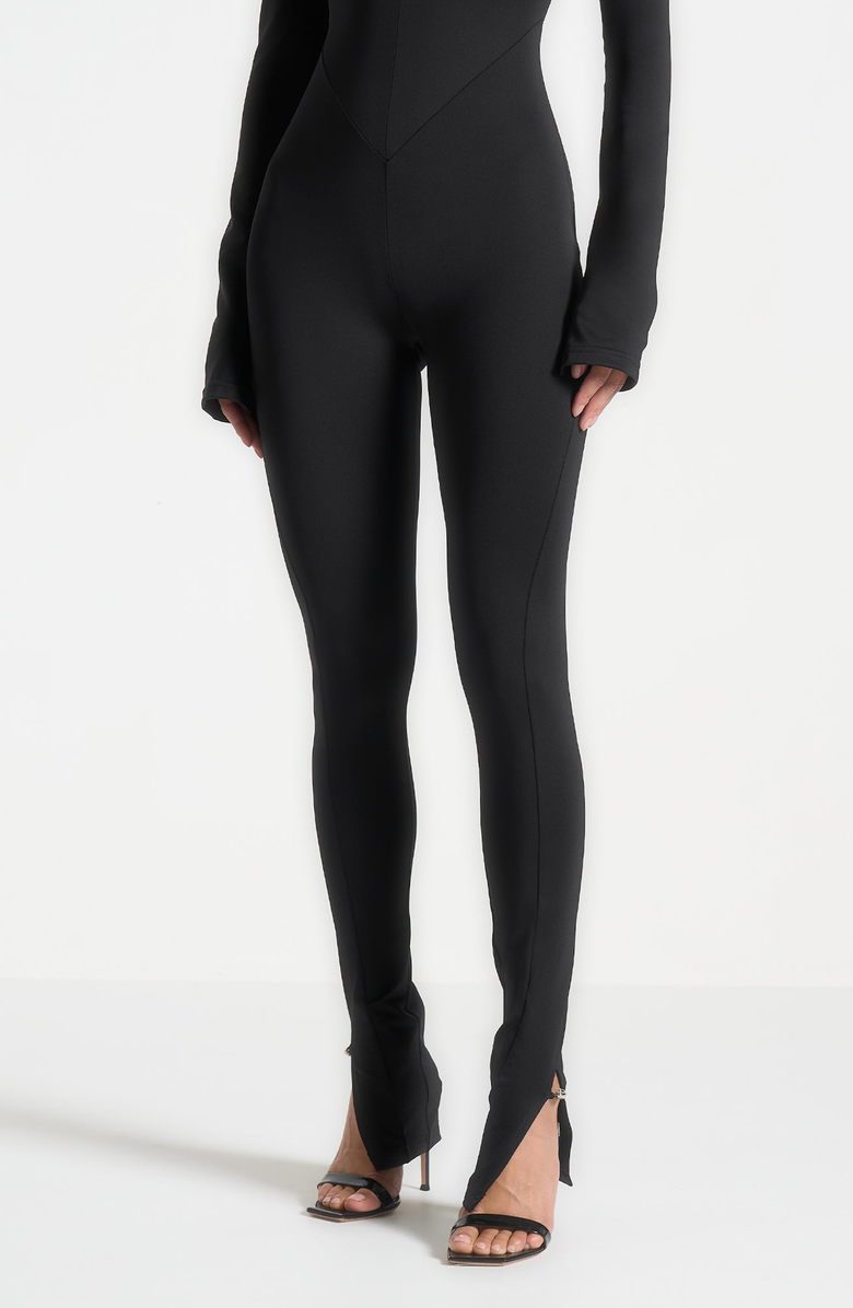 Manière De Voir Twisted Bust Off Shoulder Jumpsuit, Alternate, color, Black