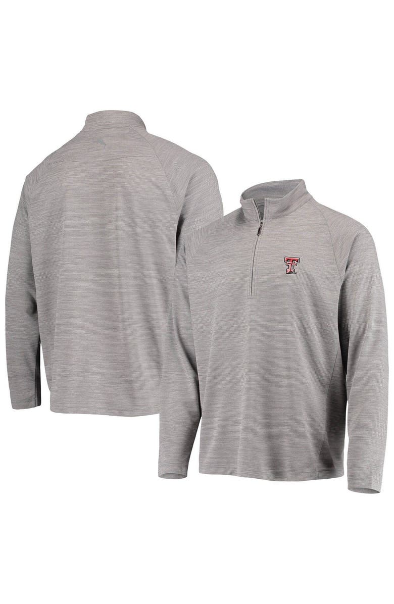 Tommy Bahama Men's Tommy Bahama Charcoal Texas Tech Red Raiders Play Action Raglan Half-Zip Jacket, Main, color, 