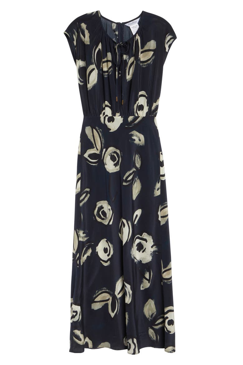 Floral Print Silk Maxi Dress, Alternate, color, ULTRAMARINE