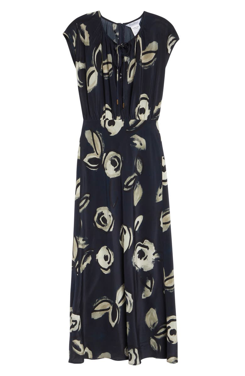 Max Mara Floral Print Silk Maxi Dress, Alternate, color, Ultramarine