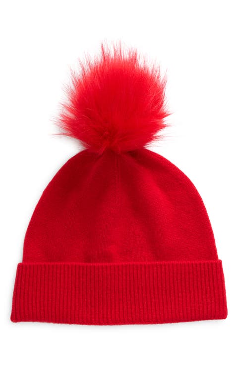 Faux Fur Cashmere Pompom Beanie