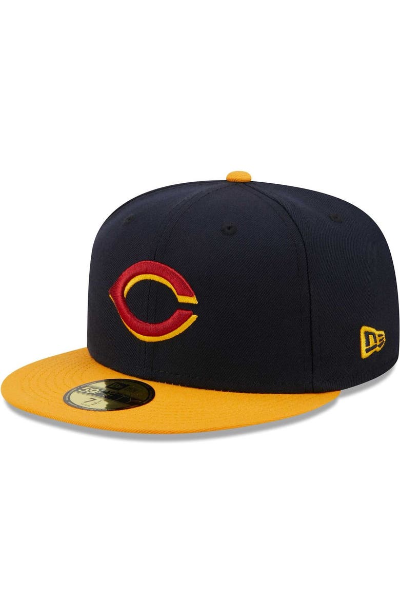 New Era Men's New Era Navy/Gold Cincinnati Reds Primary Logo 59FIFTY Fitted Hat, Alternate, color, 