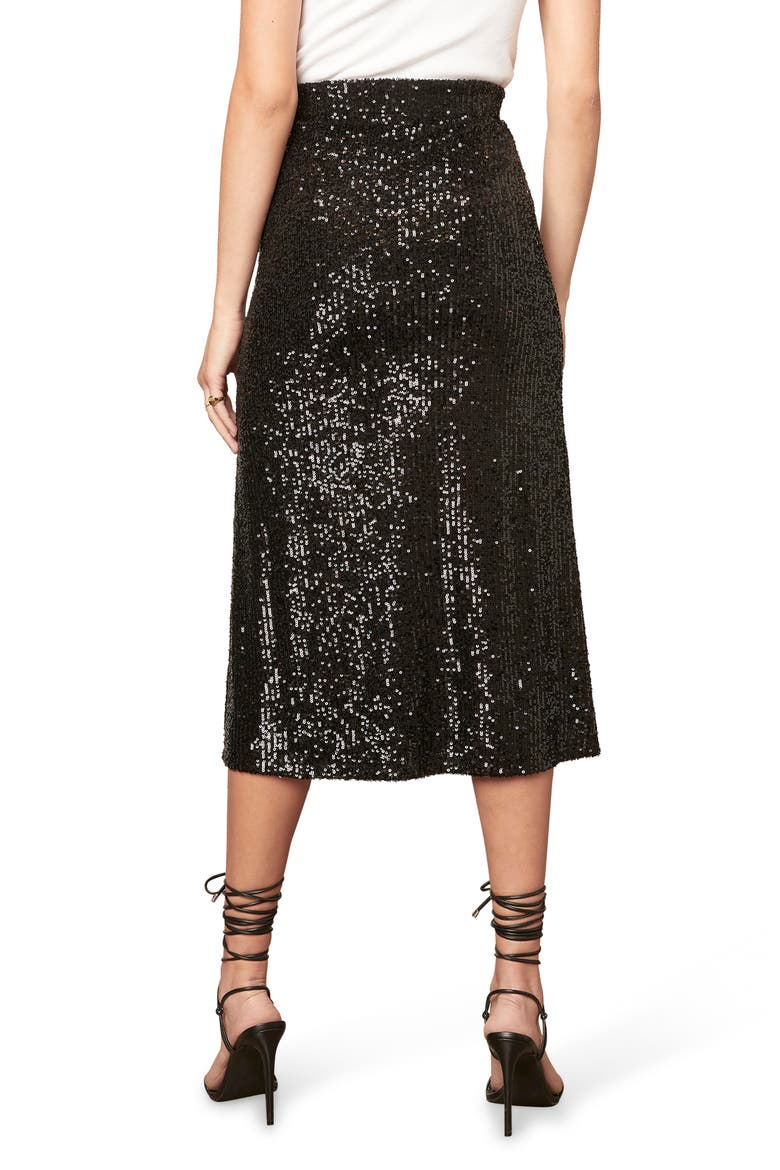 BB Dakota Starry Night Sequin Skirt, Alternate, color, BLACK