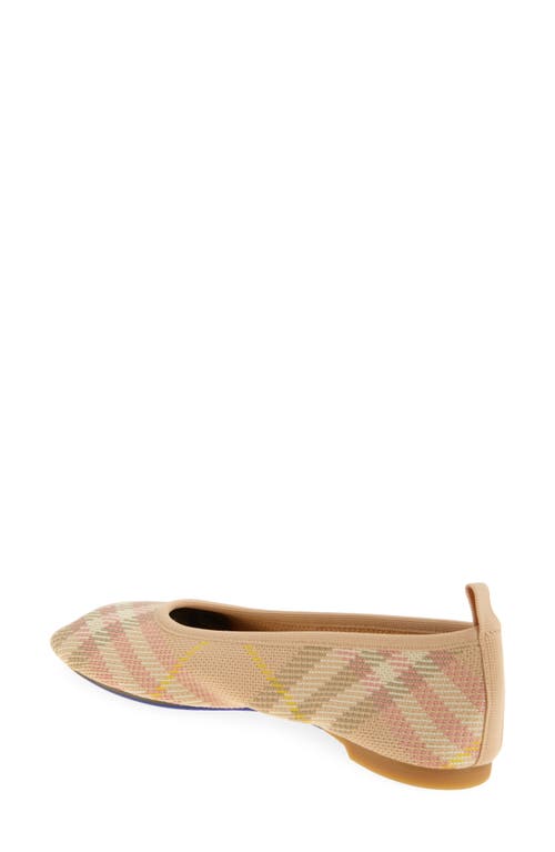 Shop Burberry Baby Check Knit Ballerina Flat In Teacup Ip Check