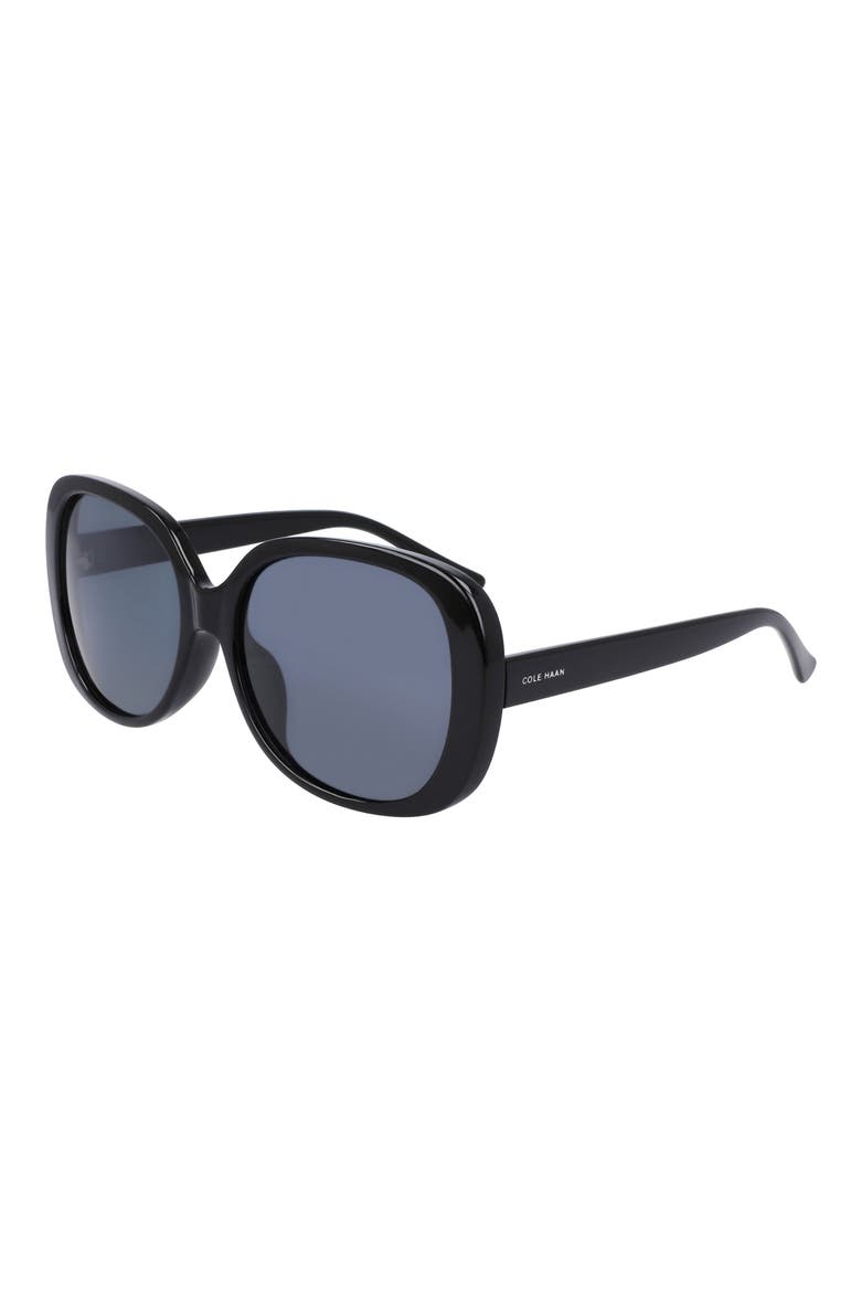 58mm Polarized Round Sunglasses, Alternate, color, BLACK