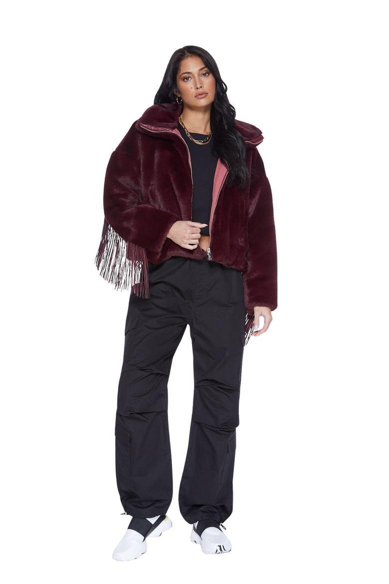 Dancing In The Moonlight Fringe Jacket, Alternate, color, Merlot