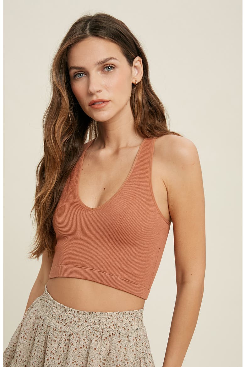Seamless Racerback Bralette, Alternate, color, TERRACOTTA