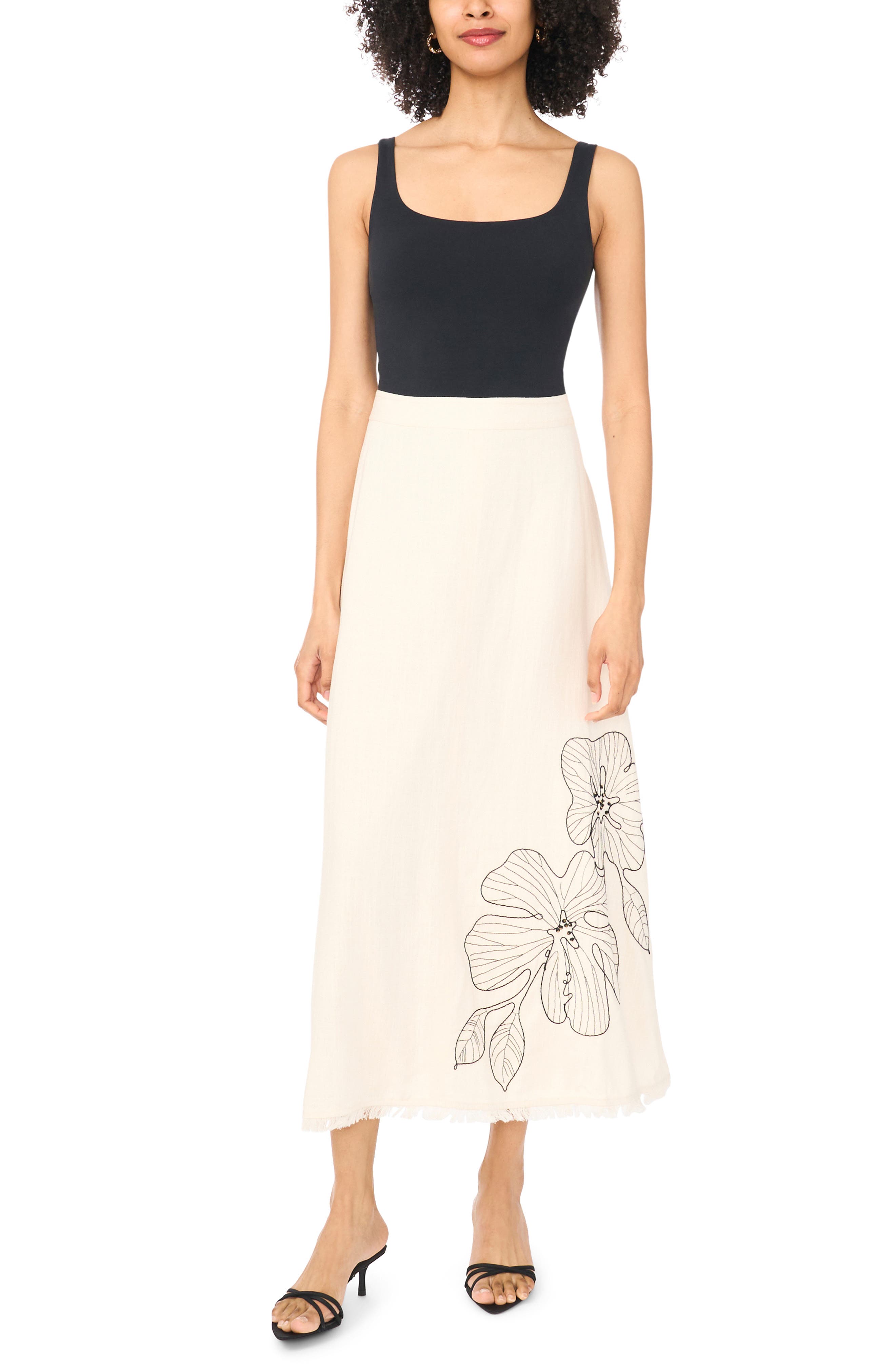 Vince Camuto Placed Embroidered Floral Skirt — фото 5
