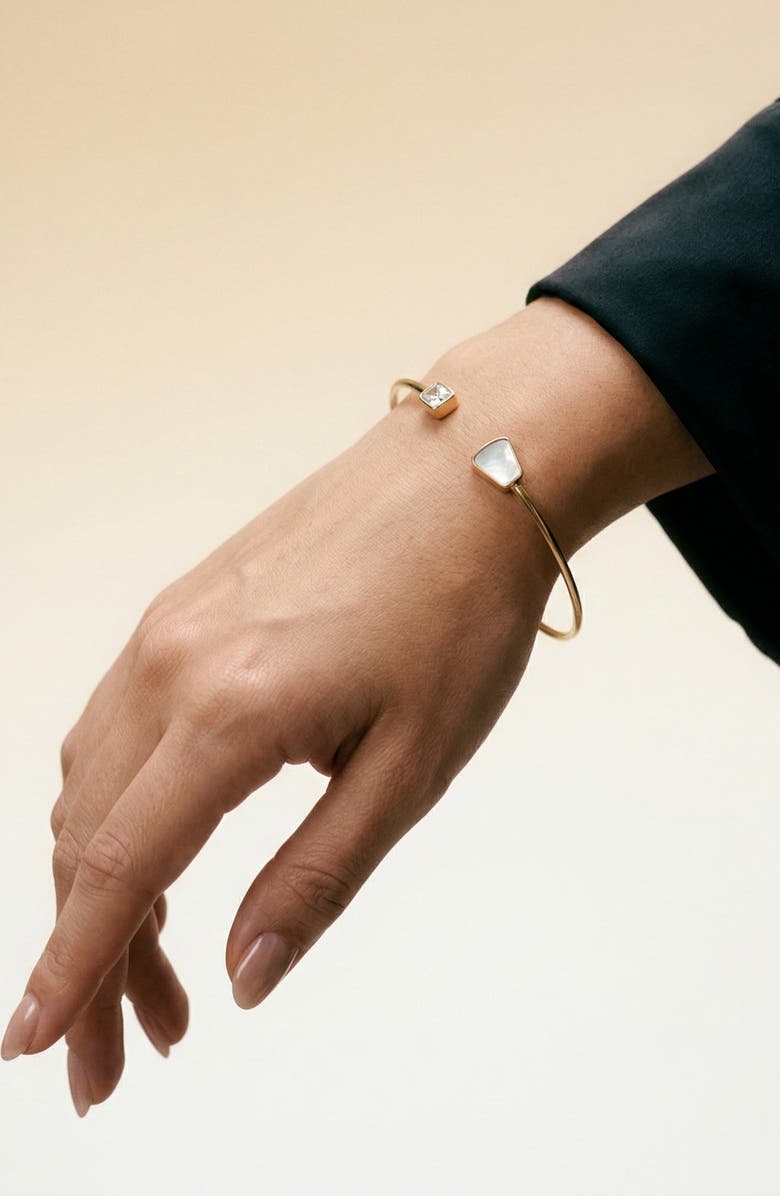 ARGENTO VIVO Mother-of-Pearl & Cubic Zirconia Cuff Bracelet, Alternate, color, Gold