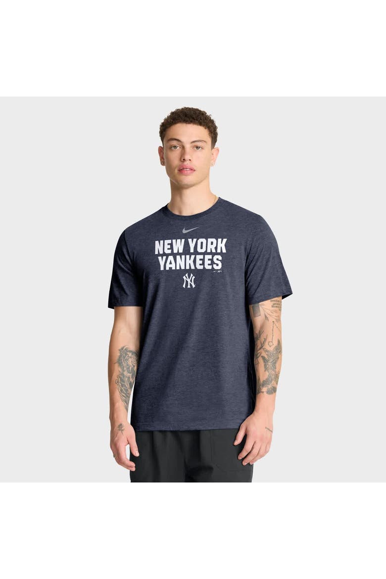 Men's Nike Heather Navy New York Yankees Stacked Tri-Blend T-Shirt, Main, color, Heather Navy