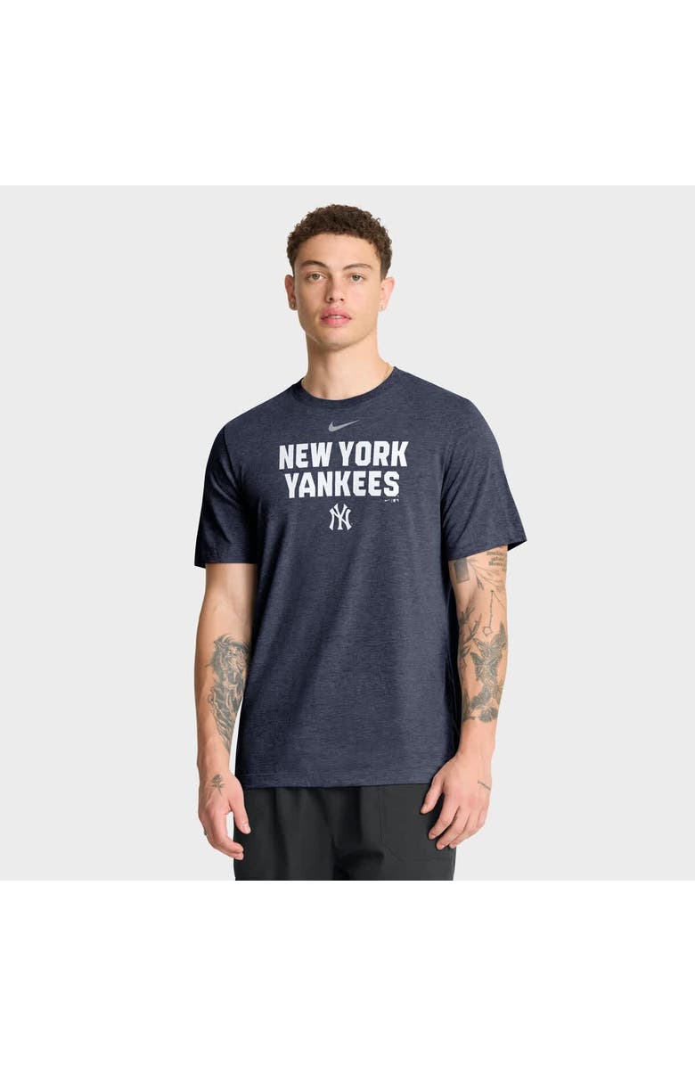 Nike Men's Nike Heather Navy New York Yankees Stacked Tri-Blend T-Shirt, Main, color, Heather Navy