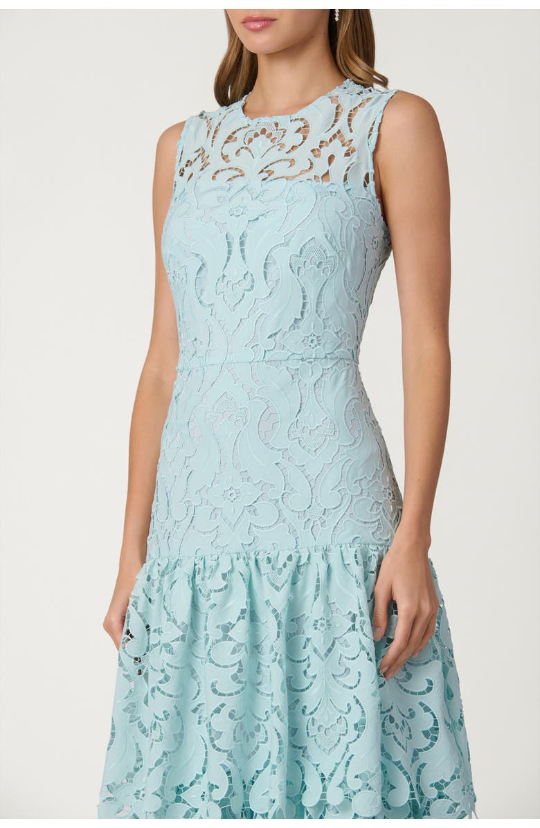 Shoshanna Midnight Mosaic Crepe de Chine Lace Mia Dress, Alternate, color, Sea Mist