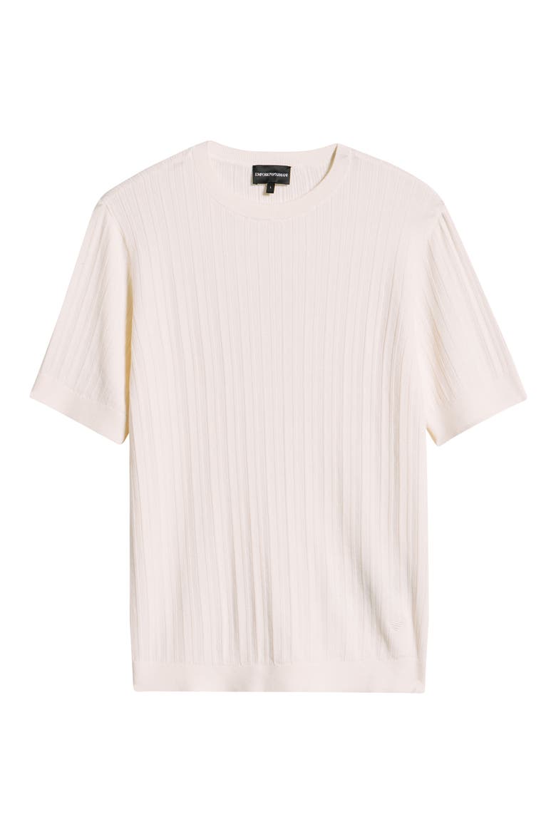 Short Sleeve Cotton & Cashmere Rib Sweater, Alternate, color, SOLID WHITE