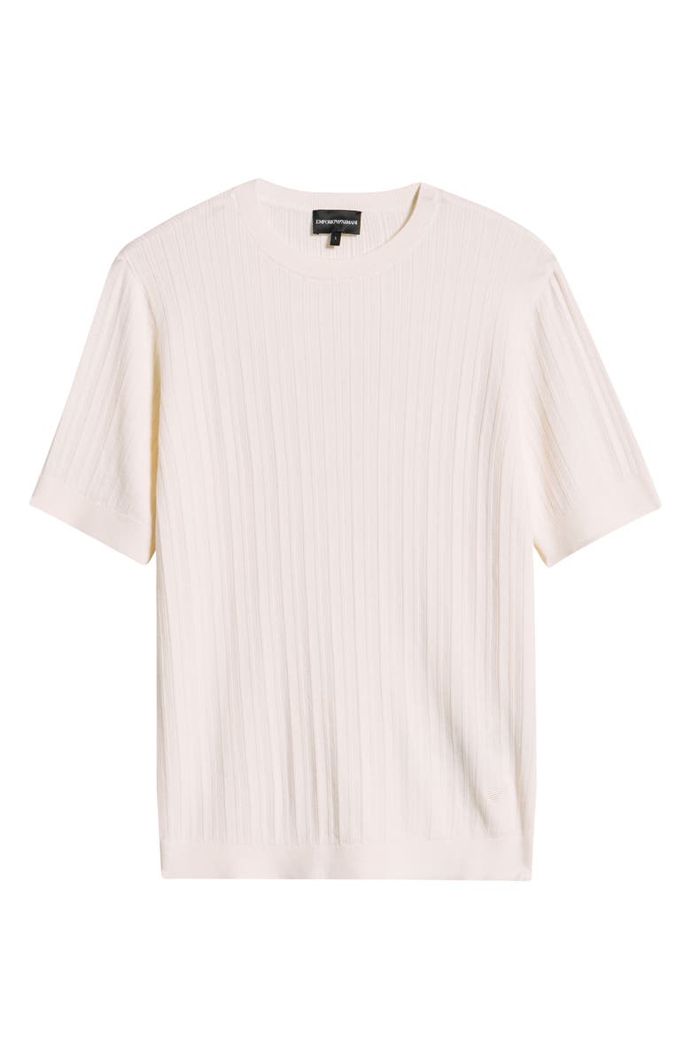 Emporio Armani Short Sleeve Cotton & Cashmere Rib Sweater, Alternate, color, Solid White
