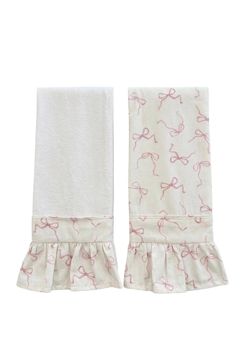 Bow Ruffled Kitchen Towels - Set of 2, Main, color, White