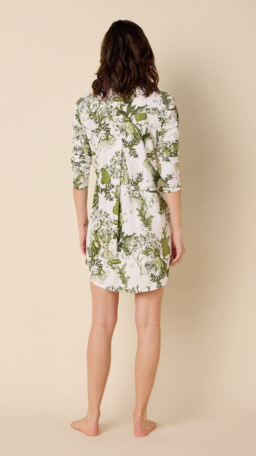 The Cat's Pajamas Pima Knit Night Shirt Conversational In Green