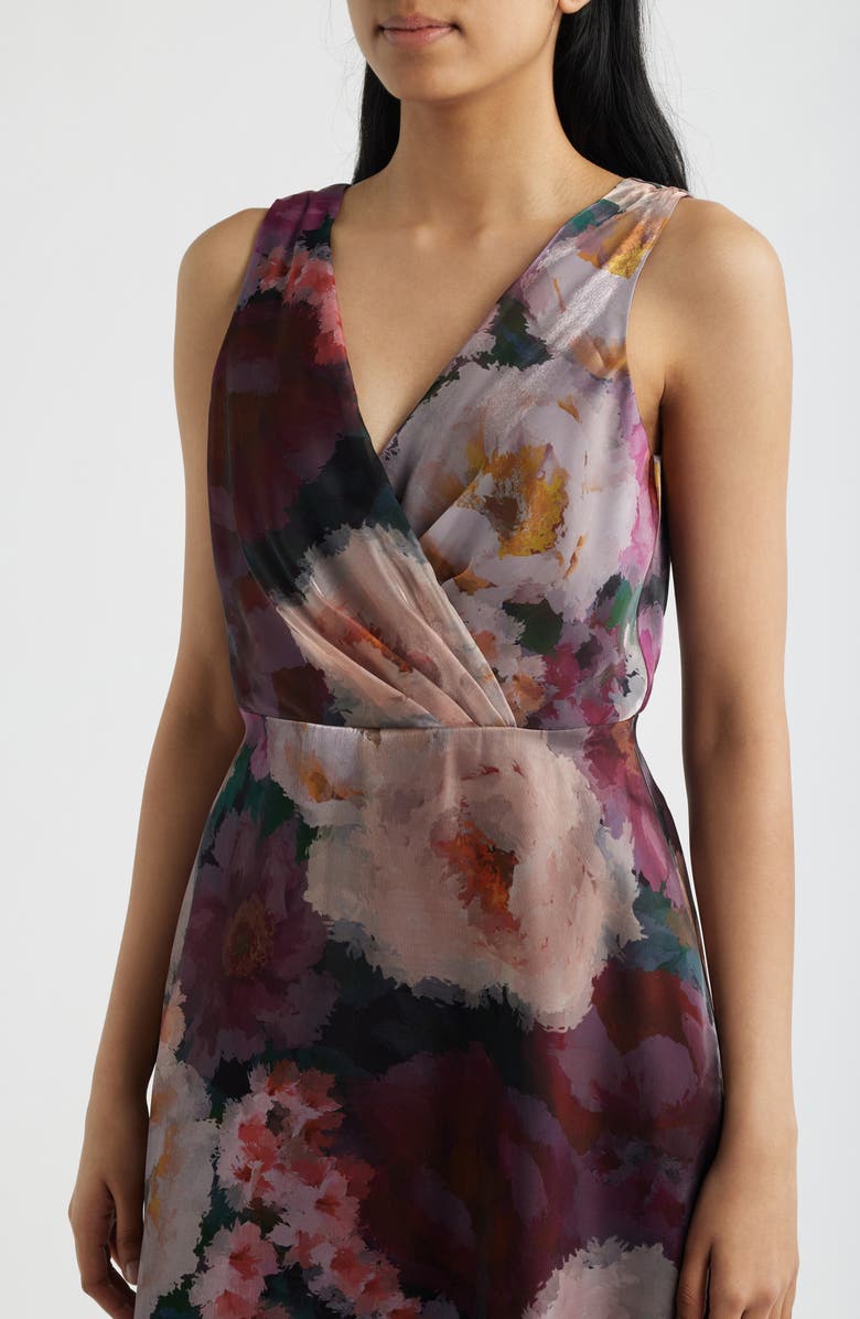 Julia Jordan Floral Print Sleeveless Cocktail Dress, Alternate, color, Pink Wine Multi