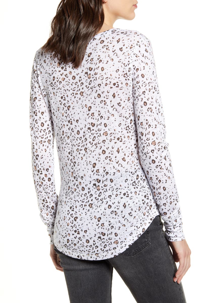 Rails Jourdan Leopard Print Linen Blend Henley, Alternate, color, 