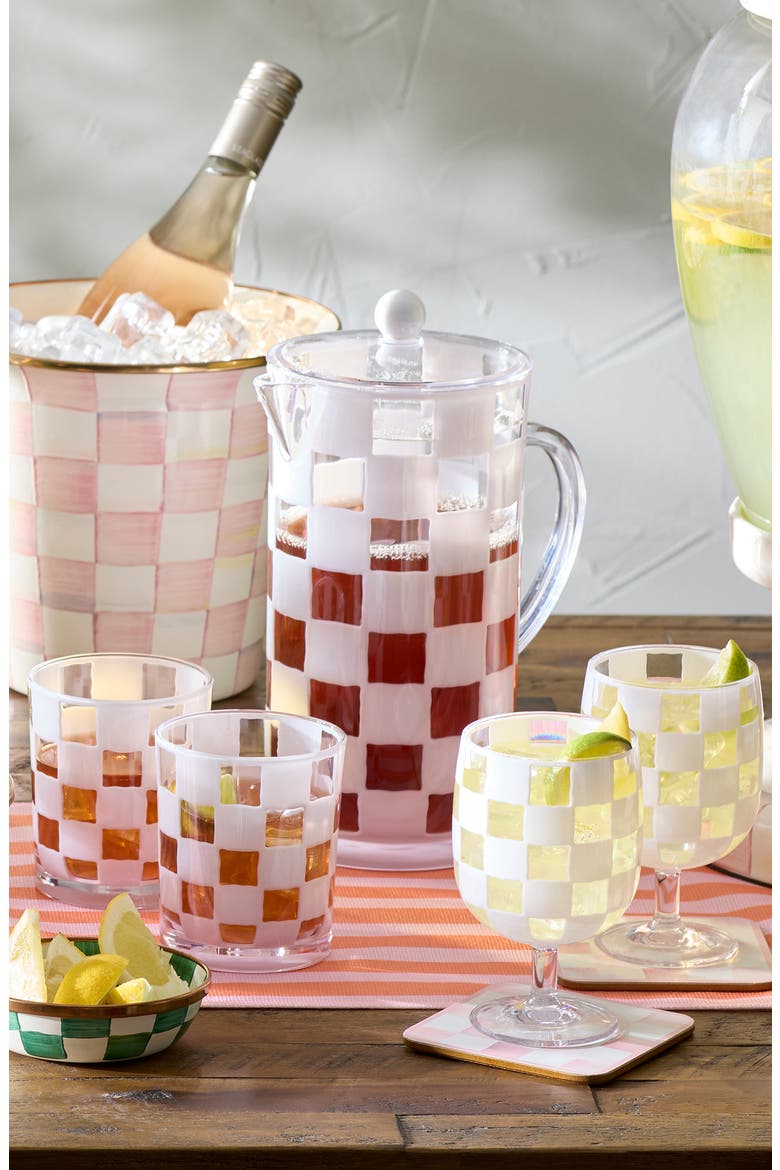 White Check Acrylic Pitcher, Alternate, color, WHITE