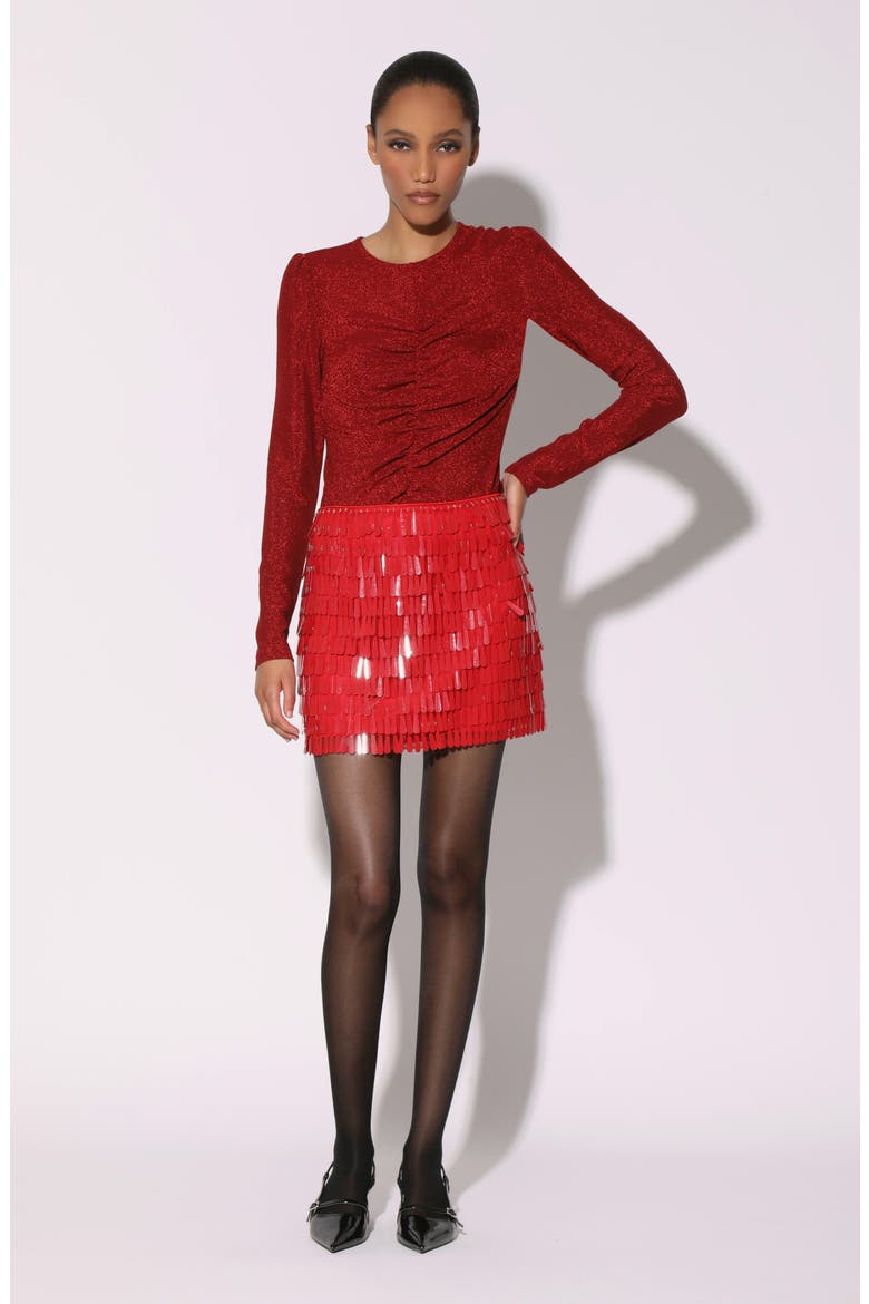 Justine Ruched Shimmer Knit Top, Alternate, color, SHIMMER RED
