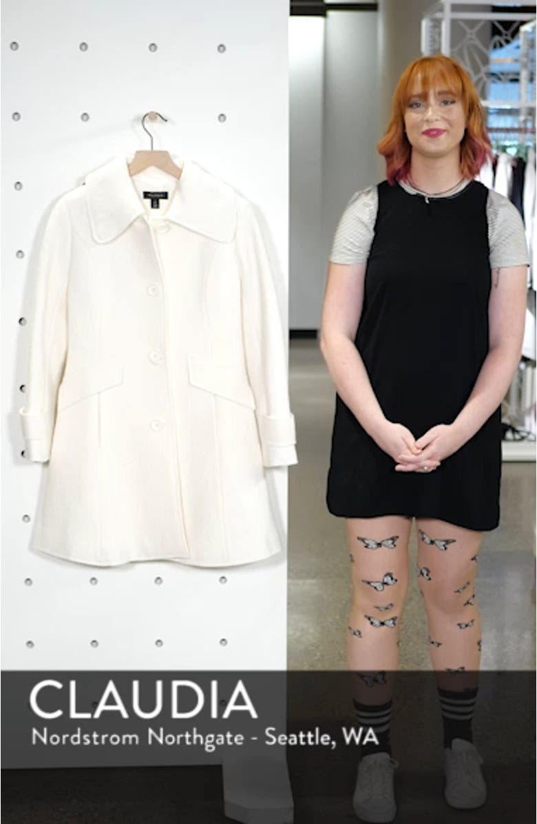 Boiled Wool Blend Fit & Flare Coat, sales video thumbnail