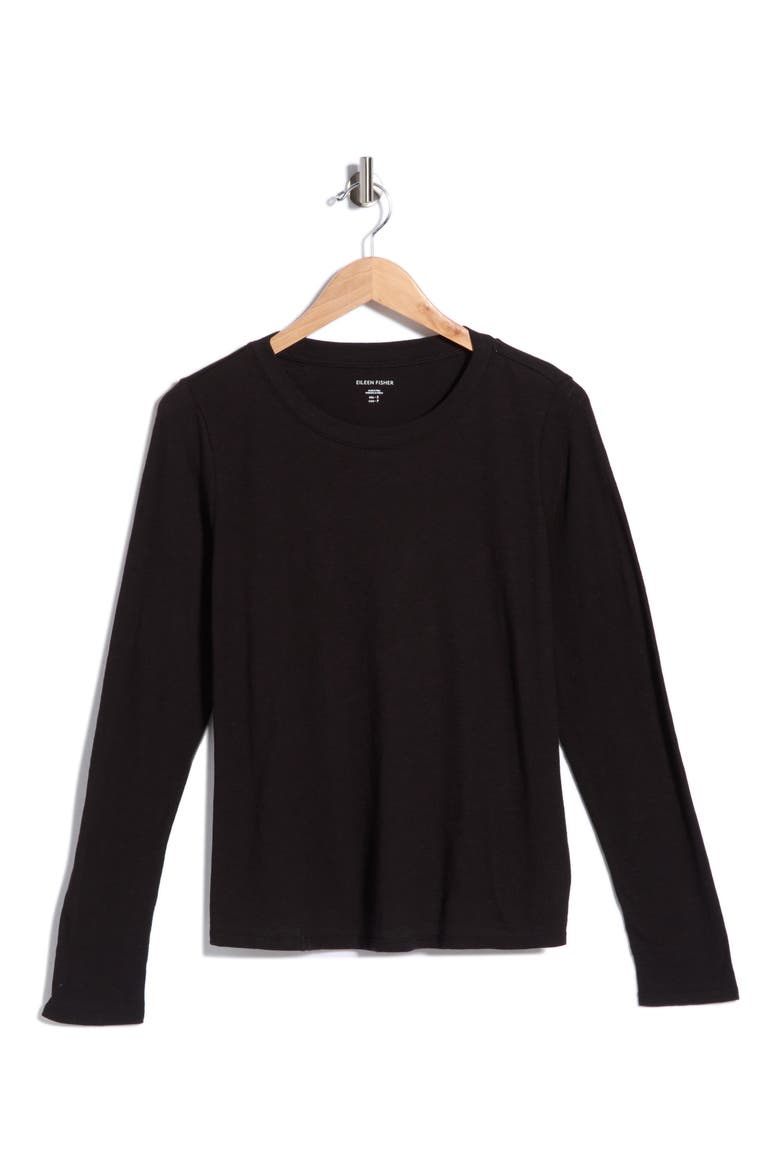 Long Sleeve Organic Cotton T-Shirt, Alternate, color, BLACK