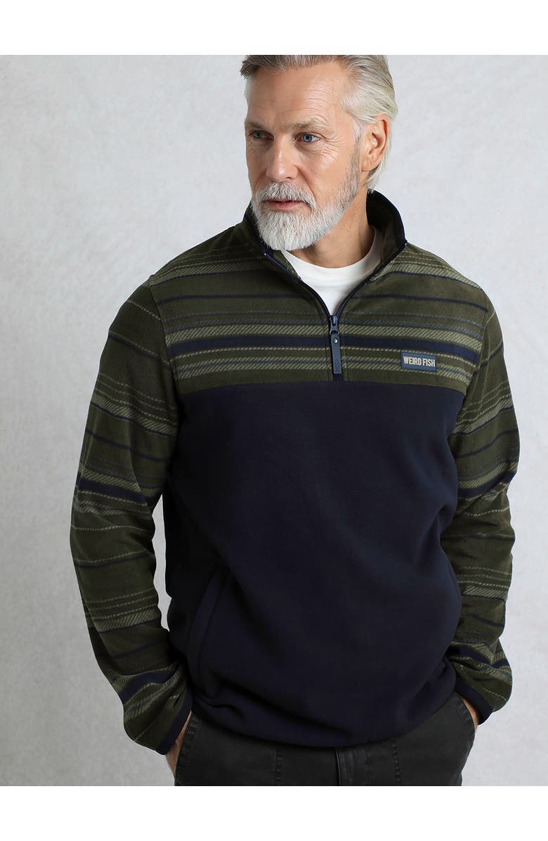 Weird Fish Gilbert 1/4 Zip Striped Microfleece, Main, color, Fir Green