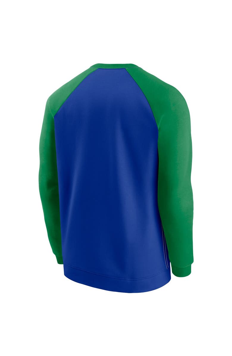 Nike Men's Nike Royal/Green Seattle Seahawks Historic Raglan Crew Performance Sweater, Alternate, color, Royal