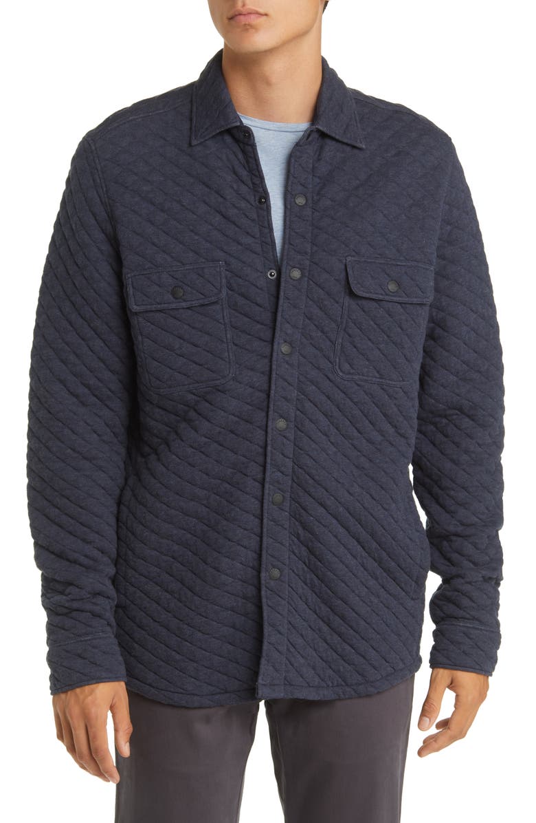 Faherty Epic Cotton Blend Quilted Shirt Jacket, Alternate, color, Navy Melange