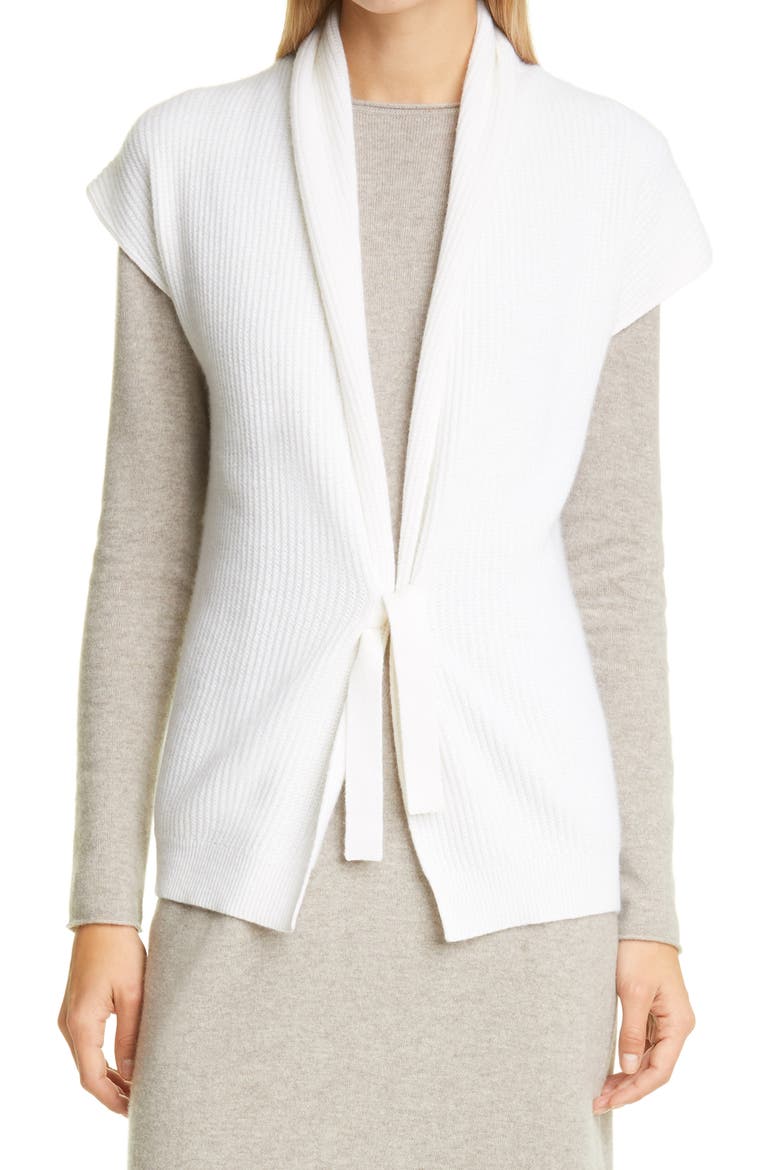 Rib Tie Front Sweater Vest, Main, color, FLEUR DE SEL