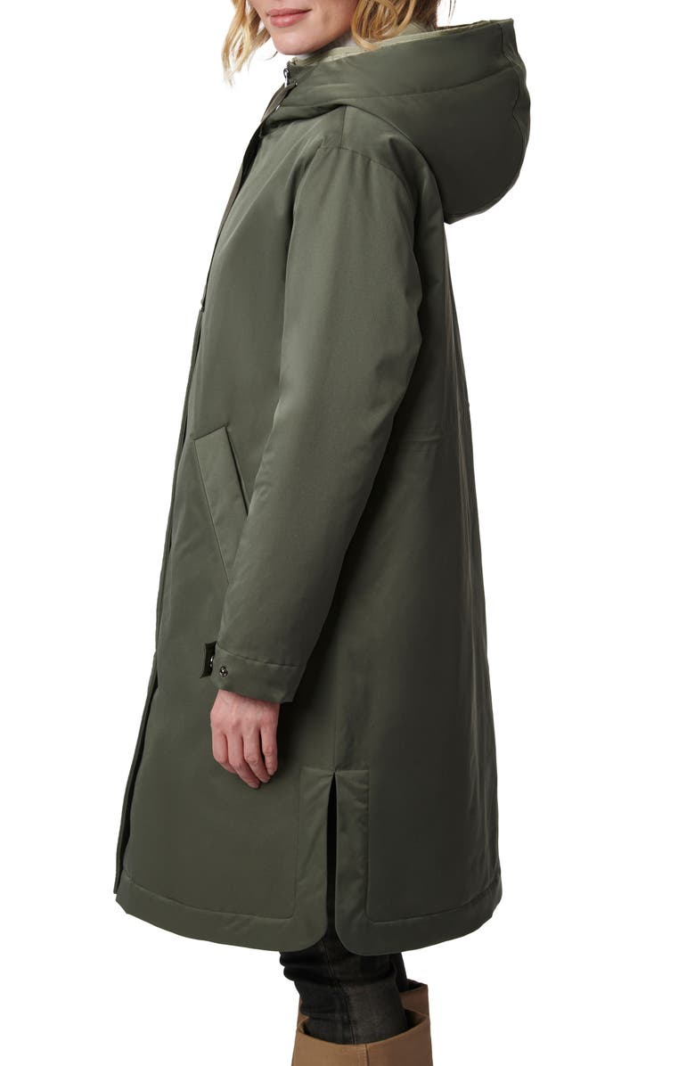 Bernardo Hooded Raincoat with Removable Hooded Bib, Alternate, color, Dusty Olive/ Sage