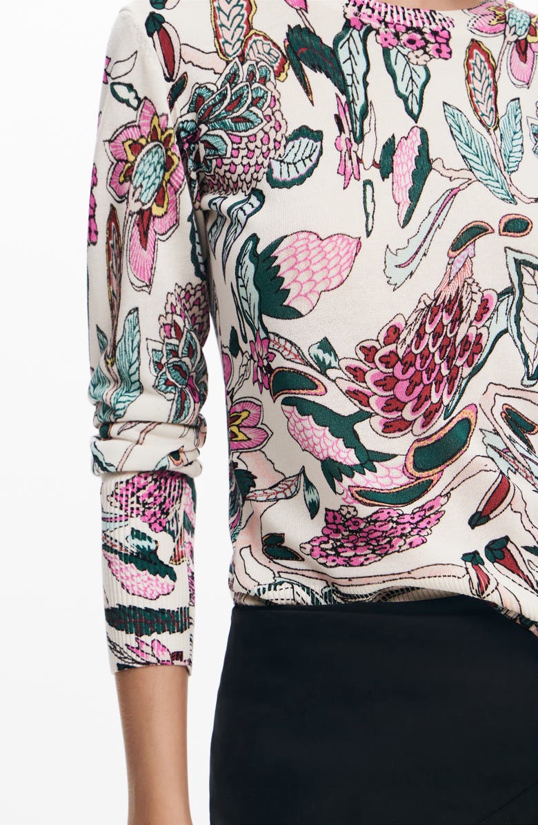 Desigual Manchester Floral Print Crewneck Sweater, Alternate, color, 