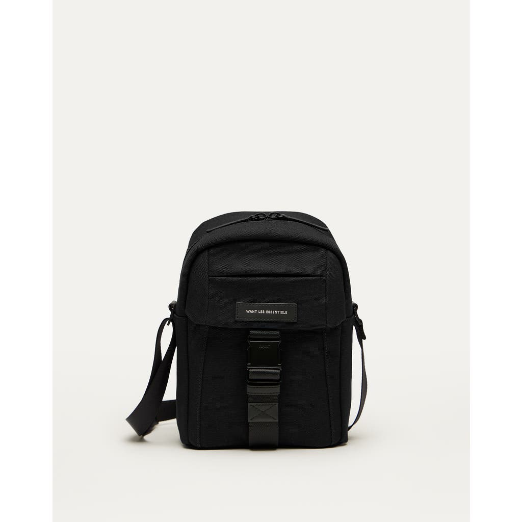 Want Les Essentiels De La Vie Want Les Essentiels Brantford Organic Cotton Canvas Crossbody Bag In Black
